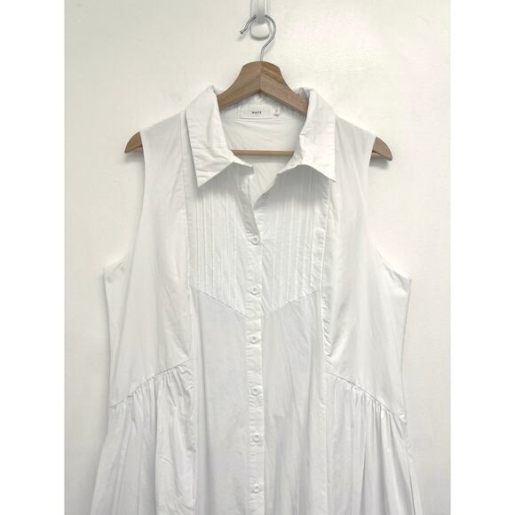 MAYE Corinne Shirtdress Poplin Cotton Relaxed A-Line Midi Dress White - Large - Picture 5 of 14